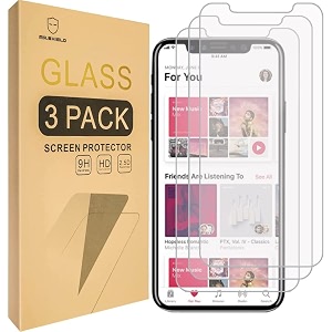 mr shield 3-pack- mr shield for iphone xiphone xs tempered glass screen protector japan glass with 9h hardness with lifetime warranty