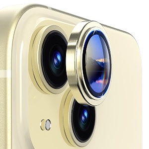 mrshield top-notch 3d camera lens protector ring for iphone 15 plus  15 11 keep original lens design and color 9h hardness easy installation - gold titanium