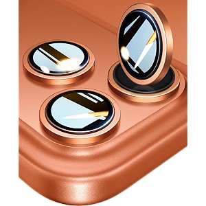 mrshield top-notch 3d camera lens protector ring for iphone 17 pro max  17 pro 11 keep original lens design and color 9h hardness easy installation - cosmic orange