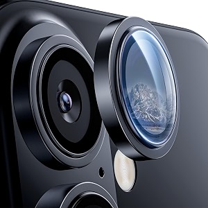 mrshield top-notch 3d camera lens protector ring for iphone 16 plus  16 11 keep original lens design and color 9h hardness easy installation - black titanium