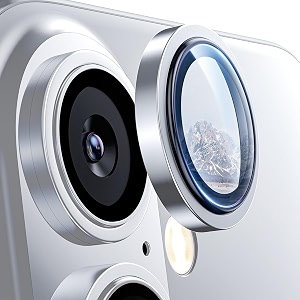 mrshield top-notch 3d camera lens protector ring compatible for iphone 17 11 keep original lens design and color 9h hardness easy installation - white titanium