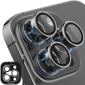 mrshield top-notch 3d camera lens protector ring for iphone 12 pro max 11 keep original lens design and color 9h hardness easy installation - black titanium