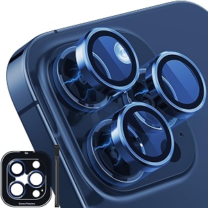 mrshield top-notch 3d camera lens protector ring for iphone 15 pro max  15 pro 11 keep original lens design and color 9h hardness easy installation - blue titanium