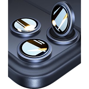 mrshield top-notch 3d camera lens protector ring compatible for iphone 17 pro max  17 pro 11 keep original lens design and color 9h hardness easy installation - deep blue titanium