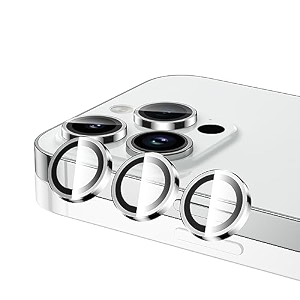 mrshield top-notch 3d camera lens protector ring for iphone 12 pro max 11 keep original lens design and color 9h hardness easy installation - white titanium
