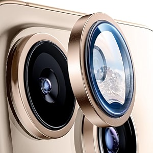 mrshield top-notch 3d camera lens protector ring compatible for iphone 17 pro max  17 pro 11 keep original lens design and color 9h hardness easy installation - gold titanium
