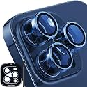 Mr.Shield Top-Notch 3D Camera Lens Protector Ring for iPhone 12 Pro Max, 1:1 Keep Original Lens Design and Color, 9H Hardness, Easy Installation - Blue Titanium