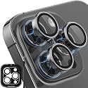 Mr.Shield Top-Notch 3D Camera Lens Protector Ring for iPhone 12 Pro Max, 1:1 Keep Original Lens Design and Color, 9H Hardness, Easy Installation - Black Titanium