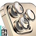 Mr.Shield Top-Notch 3D Camera Lens Protector Ring for iPhone 12 Pro Max, 1:1 Keep Original Lens Design and Color, 9H Hardness, Easy Installation - Gold Titanium