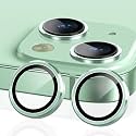 Mr.Shield Top-Notch 3D Camera Lens Protector Ring for iPhone 15 Plus | 15, 1:1 Keep Original Lens Design and Color, 9H Hardness, Easy Installation - Green Titanium