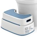 MR.SIGA Toilet Stool Squat Adult Bathroom Foot Stool, White & Grayish Blue