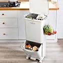 MRBIN Kitchen Trash Can with Lid, Double-Layer, 38L 10Gal 2 Removable Buckets, Step Pedal & Wheels, Vertical Garbage Container, Recycle Bin Combo for Living Room Kitchen Bathroom Office, Beige