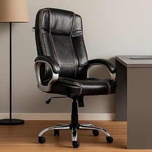 mrc executive m164 high back ergonomic leatherette revolving office boss chair with 360 degrees swivel chrome stand amp tilting locking mechanism engineering woodblack
