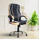 Mrc M164 Executive High Back Leatherette Swivel Office Revolving Chair with Strong Chrome Stand and Heavy Tilting Mechanism (Black &amp; Tan)