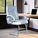 Mrc Executive M164 Mid Back Ergonomic Leatherette Revolving Office Visitor Chair with Heavy Duty S-Type Metal Base (Grey &amp; White) (S Type)