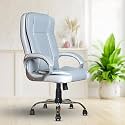 MRC EXECUTIVE CHAIRS ALWAYS INSPIRING MORE M164 High Back Leatherette Swivel Office Revolving Chair With Strong Chrome Stand And Heavy Tilting Mechanism (Grey &amp; White)