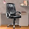 Mrc Executive M164 High Back Ergonomic Leatherette Revolving Office Boss Chair with 360 Degrees Swivel Chrome Stand &amp; Tilting Locking Mechanism (Engineering Wood)(Black)