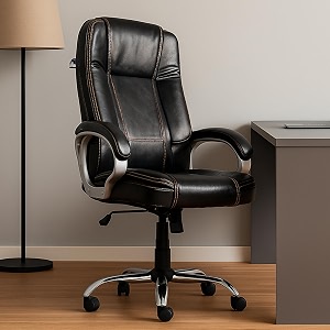 mrc executive m164 high back ergonomic leatherette revolving office boss chair with 360 degrees swivel chrome stand amp tilting locking mechanism engineering woodblack