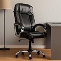 Mrc Executive M164 High Back Ergonomic Leatherette Revolving Office Boss Chair with 360 Degrees Swivel Chrome Stand &amp; Tilting Locking Mechanism (Engineering Wood)(Black)