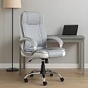 MRC EXECUTIVE CHAIRS ALWAYS INSPIRING MORE M164 High Back Leatherette Swivel Office Revolving Chair With Strong Chrome Stand And Heavy Tilting Mechanism (Grey &amp; White)