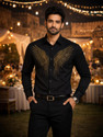 MrDhoti Men Embellished Festive Black Shirt
