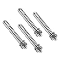 MroMax M10x100mm 304 Stainless Steel Expansion Bolts Hex Nuts Sleeve Anchor Fastener for Fence Home Installation Air Conditioning 4pcs