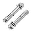 MroMax M6x50mm 304 Stainless Steel Expansion Bolts Hex Nuts Sleeve Anchor Fastener for Fence Home Installation Air Conditioning 2pcs