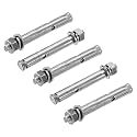 MroMax M6x60mm 304 Stainless Steel Expansion Bolts Hex Nuts Sleeve Anchor Fastener for Fence Home Installation Air Conditioning 5pcs