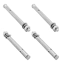 MroMax M6x80mm 304 Stainless Steel Expansion Bolts Hex Nuts Sleeve Anchor Fastener for Fence Home Installation Air Conditioning 4pcs