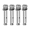 MroMax M8x60mm 304 Stainless Steel Expansion Bolts Hex Nuts Sleeve Anchor Fastener for Fence Home Installation Air Conditioning 4pcs