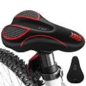 MSDADA Bike Seat Cushion - Gel Bike Seat Cover Padded for Men & Womens Comfort, Soft Bicycle Saddle Compatible with Exercise Spin Stationary Bike, for Indoor and Outdoor Cycling (Red)