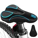 MSDADA Bike Seat Cushion - Gel Bike Seat Cover Padded for Men & Womens Comfort, Soft Bicycle Saddle Compatible with Exercise Stationary Bike, for Indoor and Outdoor Cycling（Blue）