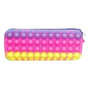 msgh new sleek pop it pouches for girls pencil case pop it toy pop it stationery kit - pack of 1 pop bubble stationery storage bag pinkpurpleyellow multi