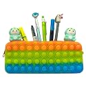 MSGH New Sleek Pop it Pouches for Girls, Pencil case pop it Toy, Pop it Stationery Kit - Pack of 1, Pop Bubble Stationery Storage Bag (Orange/Green/Blue Multi)