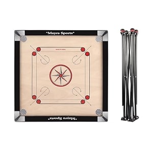msi priminum wooden gloss finish carrom board for kids amp adults with coins striker and boric powder full carrom 32  32 with carrom stand