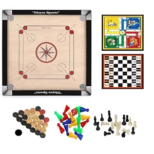 mayra msi carrom board ply extra smooth with accessories full size 32  32 with ludu chess