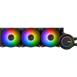 msi mag coreliquid e360 - aio rgb cpu liquid cooler - 360mm radiator - 3 x 120mm argb pwn fans