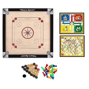 mayra msi carrom board ply extra smooth with accessories full size 32  32 with ludu snake
