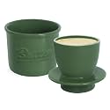 MSJGA Butter Crock for Counter with Water, French Butter Keeper for Spreadable Butter Ceramic Butter Dish with Lid for Countertop, Butter Container Holder, Home Kitchen Decor (Green, M)