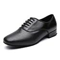 MSMAX Men's Ballroom Dance Shoes, Standard Oxford, 1 Inch Heel