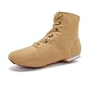 MSMAX Womens Jazz Dance Boots Lace Up High Top Character Shoes for Women - Split Sole Ankle Boots for Jazz, Theater, Stage Performance &amp; Costume