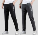 MSREALSON Solid Printed Men Black Grey Track