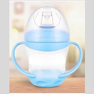 msti baby feeding set  baby feeding combo  silicone  smooth matte finish  foodfruit nibbler with extra mesh amp teether  240ml anti-spill sippy cup with soft silicone spout  blue
