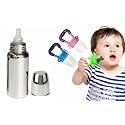 Msti® Baby Feeding Combo | Premium 304 Stainless Steel Baby Bottle (240ML) + Silicone Teether Pacifier & Fresh Fruit Nibbler | Leak-Proof, BPA-Free Feeding Set for Infants & Toddlers