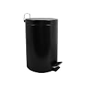 MSV Stainless Steel Pedal Bin, Black, 12 Litre