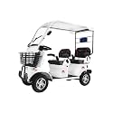 MT E6 with Canopy, Electric Four-Wheeler for Family Travel, Fully Enclosed Scooter, Front Storage Basket, Shopping Assistant, 4-Person Tricycle (White VRLA60V32AH)