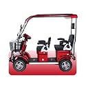 MT E6 with Canopy, Electric Four-Wheeler for Family Travel, Fully Enclosed Scooter, Front Storage Basket, Shopping Assistant, 4-Person Tricycle (red VRLA60V32AH)