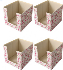 mteaser set of 2 foldable storage box wardrobe organizer basketbins with lid  handles storage box multicolor