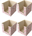 Mteaser Set of 2 Foldable Storage Box Wardrobe Organizer Basket/Bins with Lid & Handles Storage Box (Multicolor)