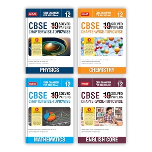 mtg cbse 10 years 2024-2015 chapterwise topicwise solved papers with question bank class 12 physics chemistry mathematics english set of 4  for 2025 exam  video solution of pyqs